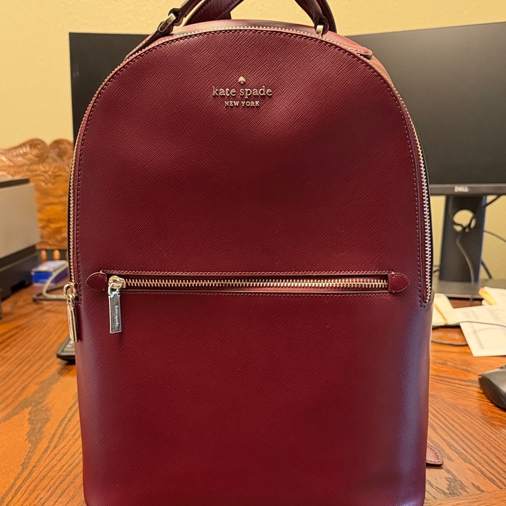 kate spade Burgundy Backpack with Gold Accents